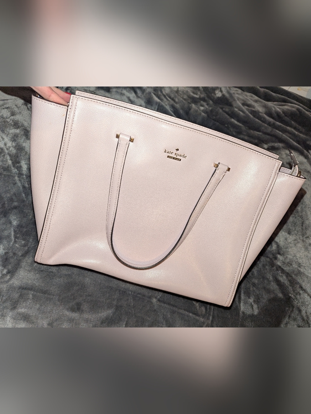 KATE SPADE Blush Pink Leather Tote with Gold Logo